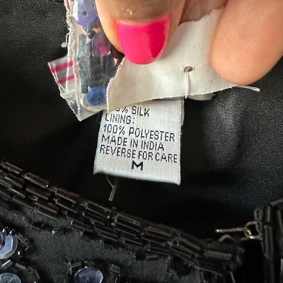 Vintage Black & Blue Sequin Silk Cardigan Size M - Picture 10 of 10